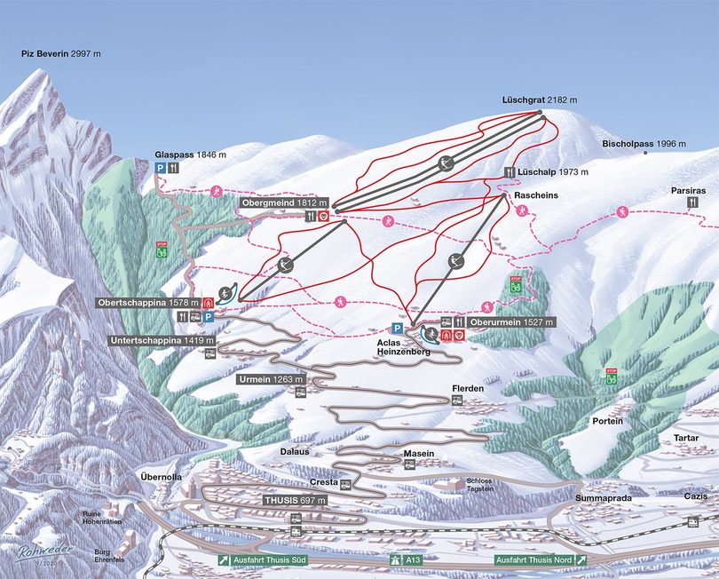 Pistenplan Skigebiet Tschappina